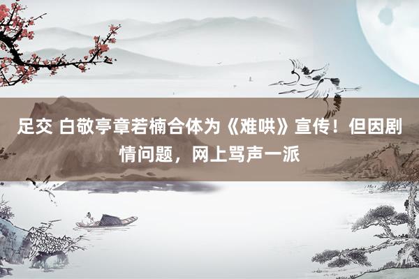 足交 白敬亭章若楠合体为《难哄》宣传！但因剧情问题，网上骂声一派