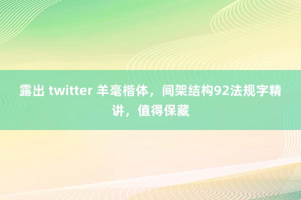 露出 twitter 羊毫楷体，间架结构92法规字精讲，值得保藏